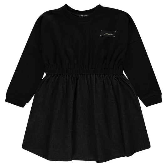 Mock 2-piece Denim Dress