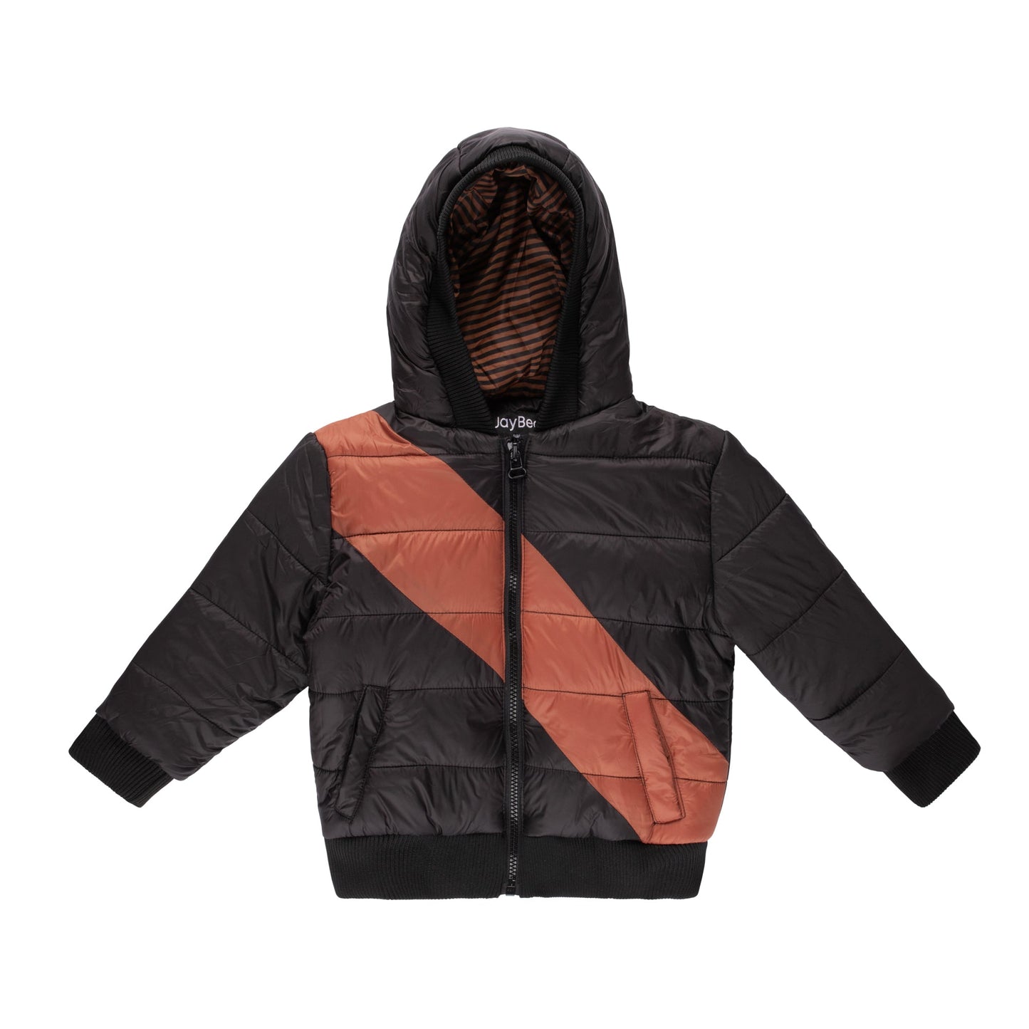Diagonal Stripe Hooded Bomber