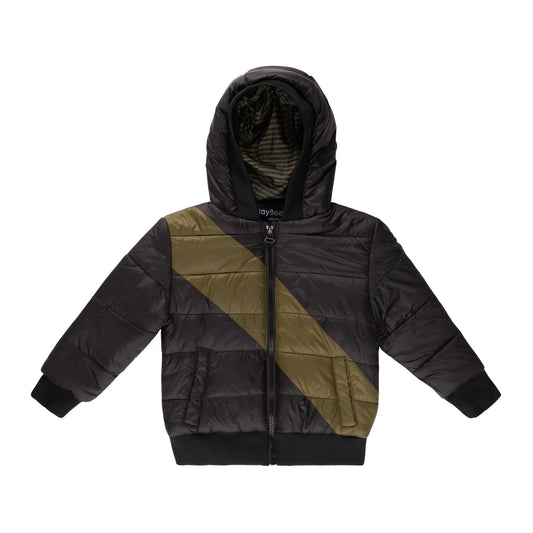 Diagonal Stripe Hooded Bomber