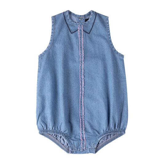 Boys Frayed Denim Romper