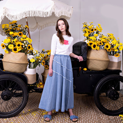 Raw Edge Maxi Skirt