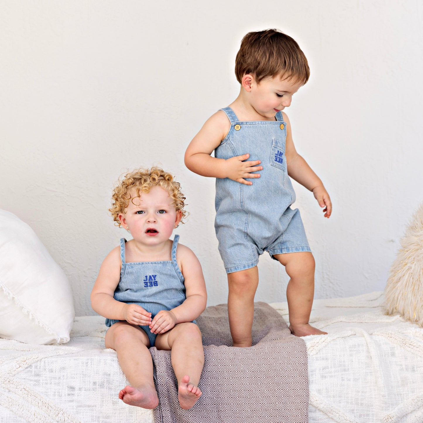 Denim Panel Romper