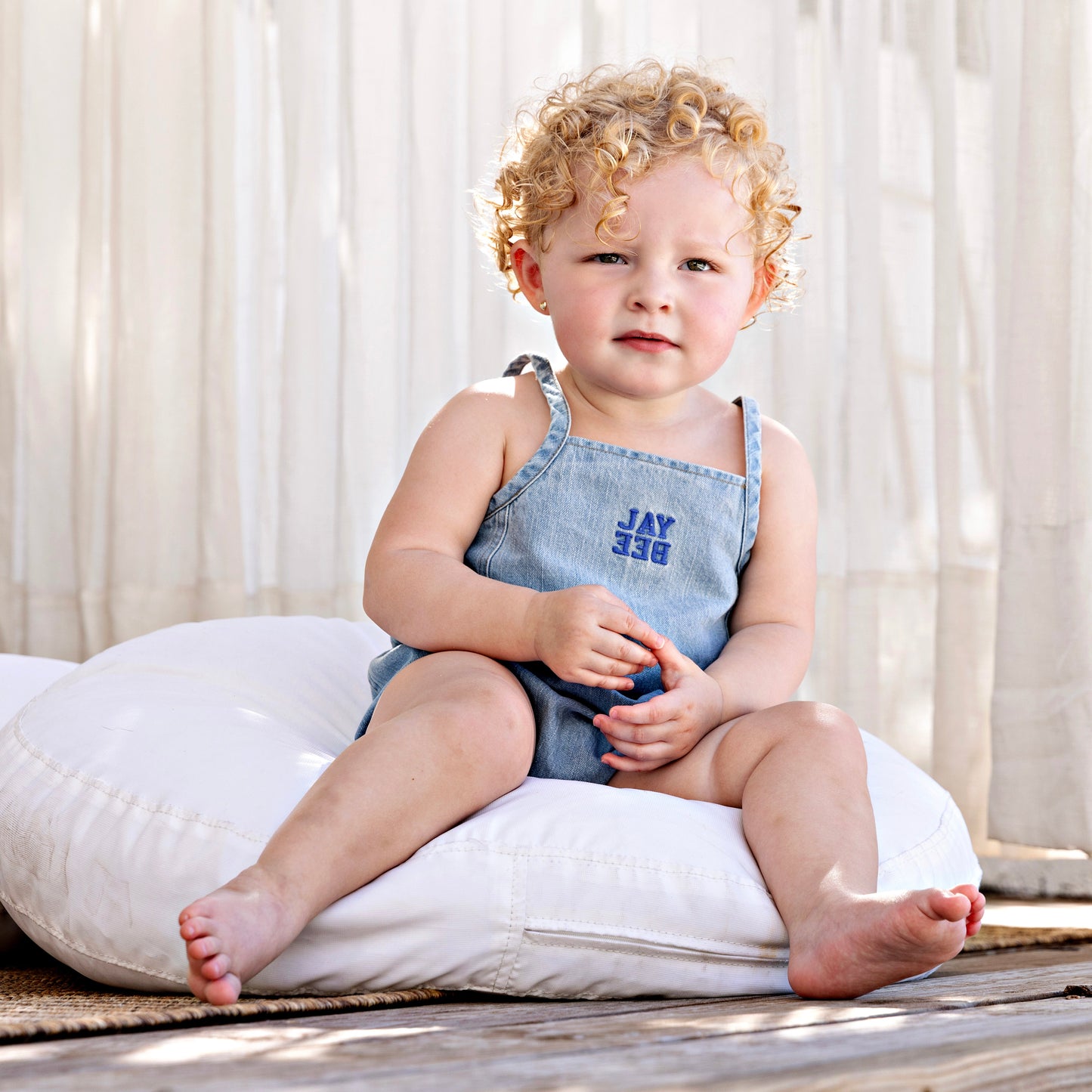Denim Panel Romper