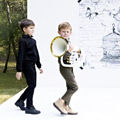 Mock Denim Collared Sweatshirt