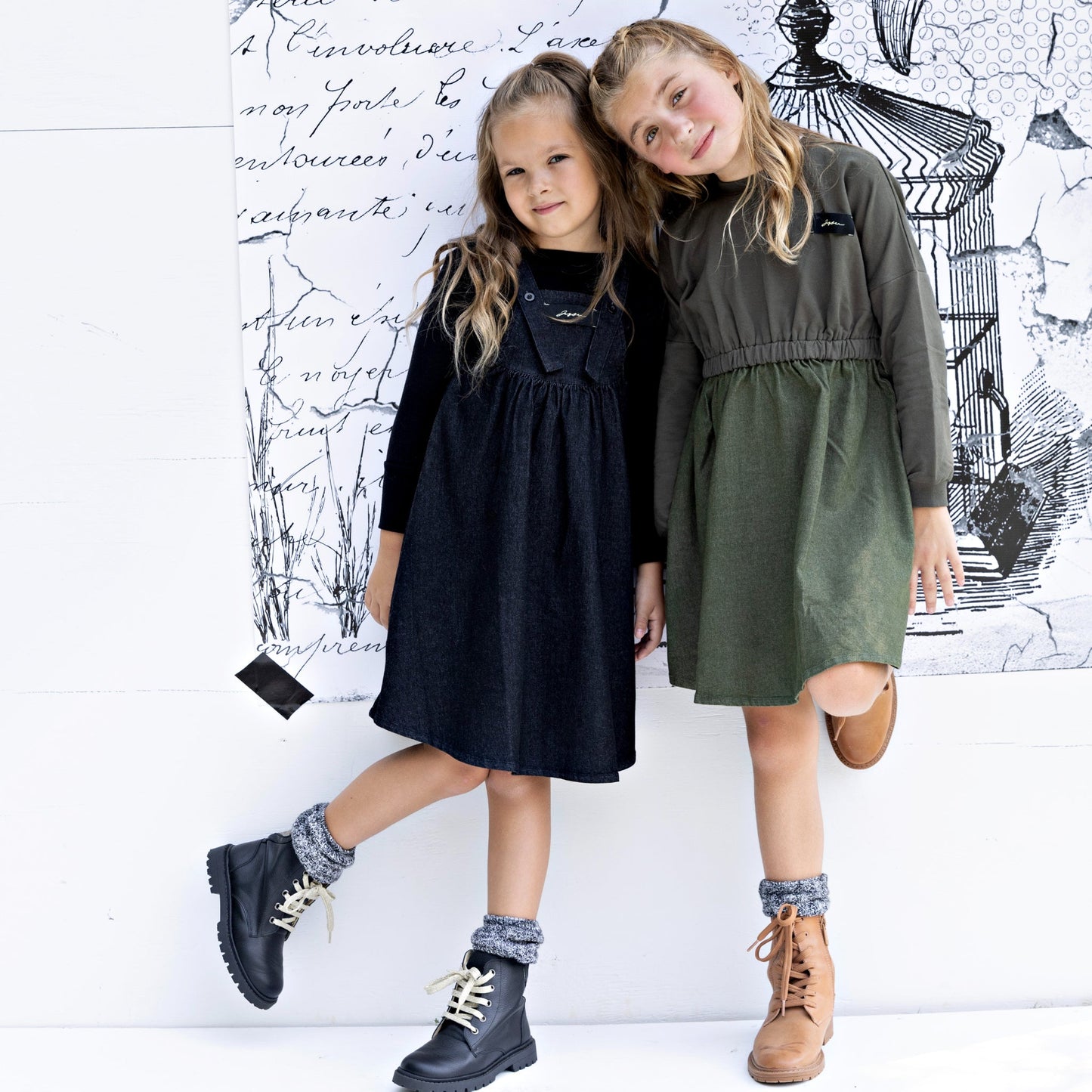 Mock 2-piece Denim Dress