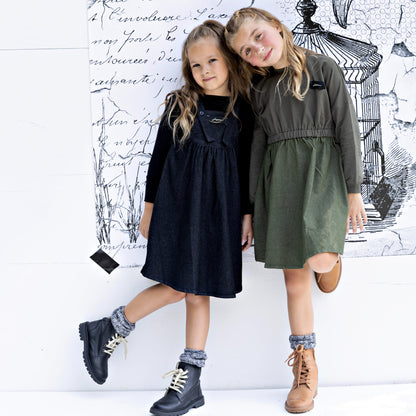 Mock 2-piece Denim Dress