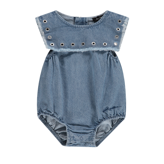 Denim Grommet Sailor Romper