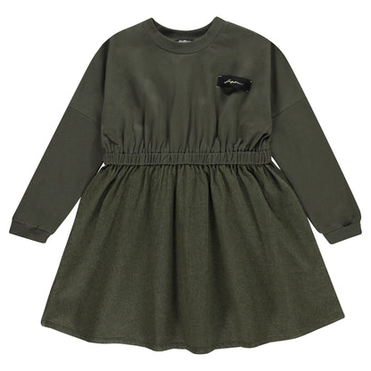 Mock 2-piece Denim Dress