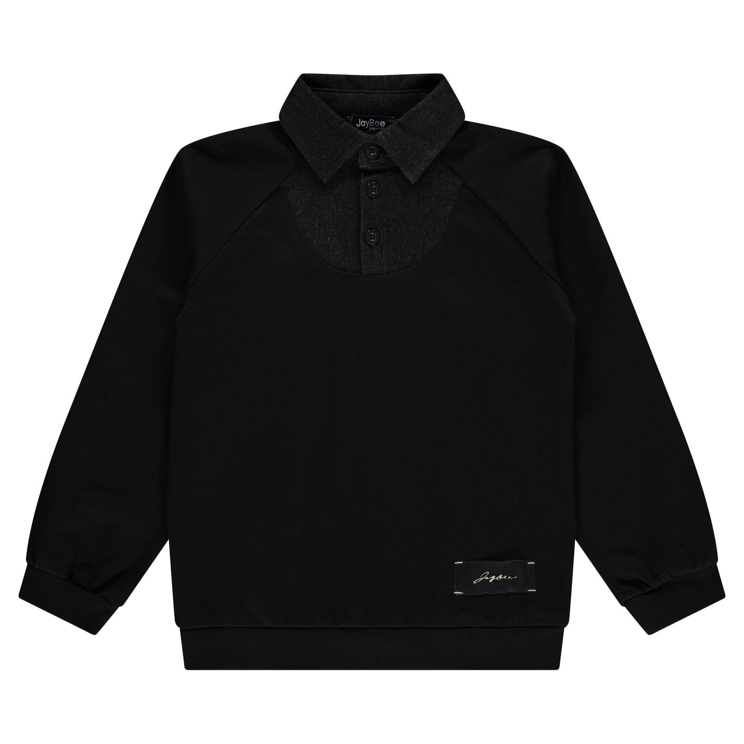 Mock Denim Collared Sweatshirt