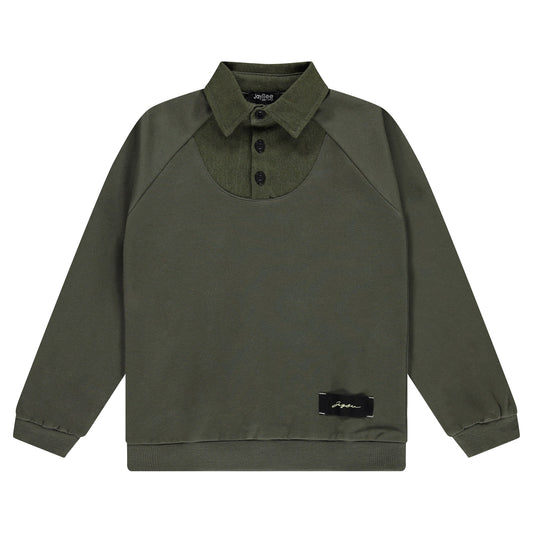 Mock Denim Collared Sweatshirt