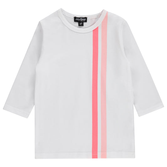 Dual Striped 3/4 Sleeve Crew Neck Tee