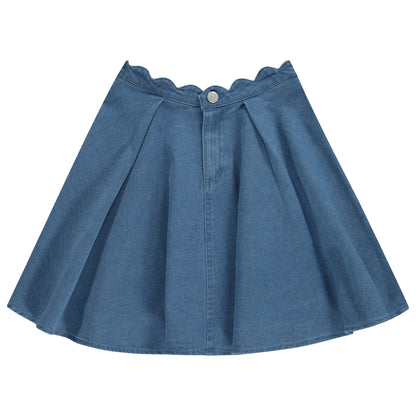 Scalloped Denim Skirt